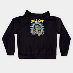 Urban Style Gorilla Wearing Headphones Kids Hoodie